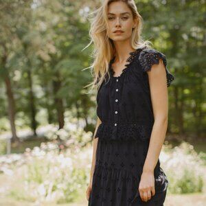 NWT Marea by Liz Joy Erin Top Black Eyelet Size Medium
